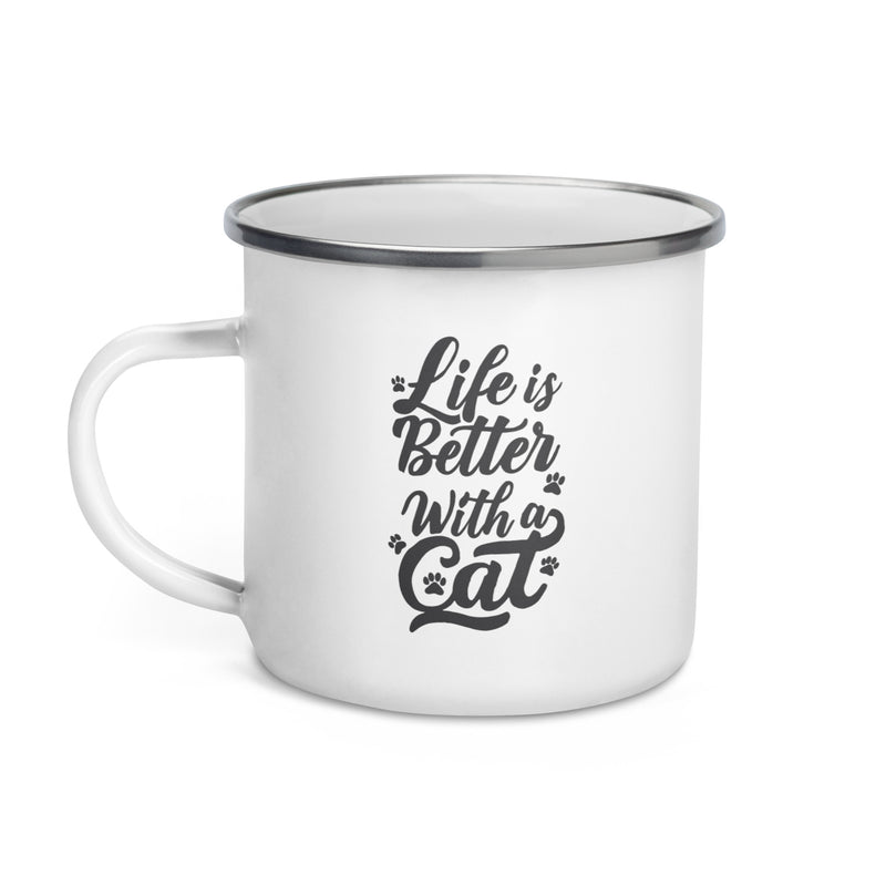 Life is Better with a Cat Enamel Mug