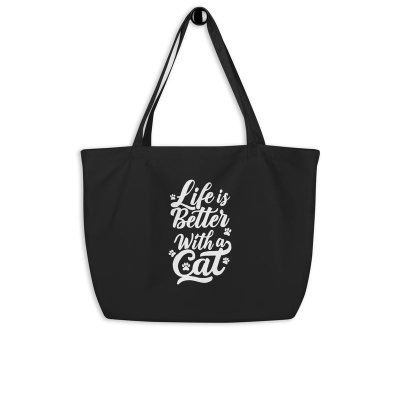 Life is Better with a Cat Large Tote Bag