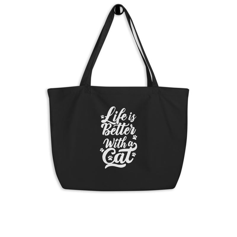 Life is Better with a Cat Large Tote Bag