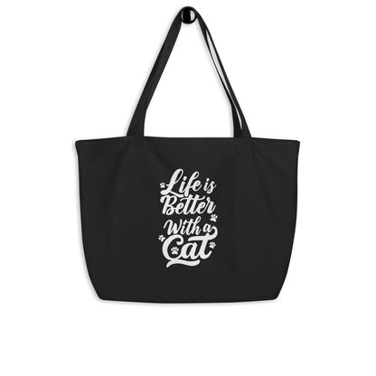 Life is Better with a Cat Large Tote Bag