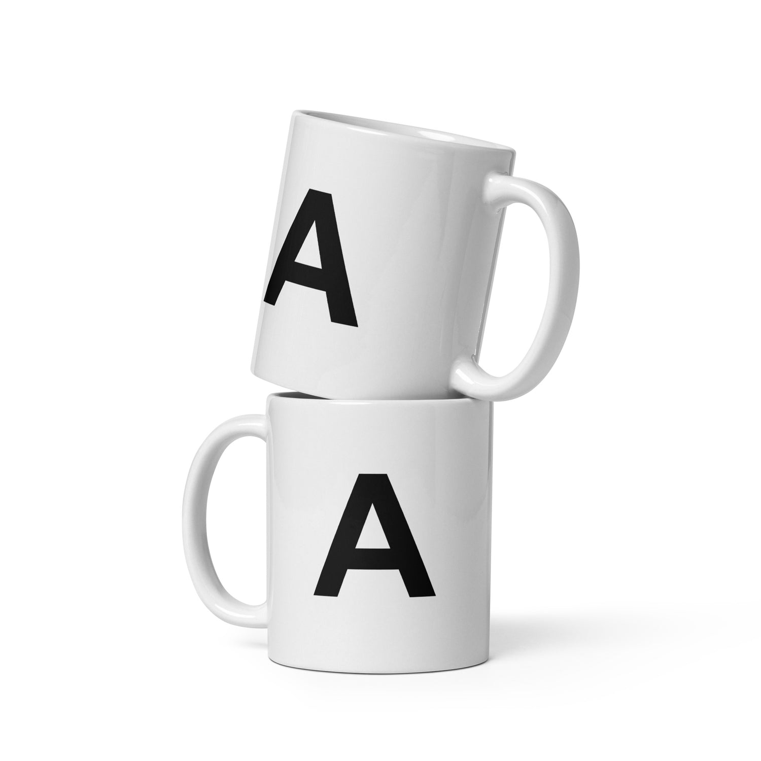 Initial Monogram White Ceramic Mug - A