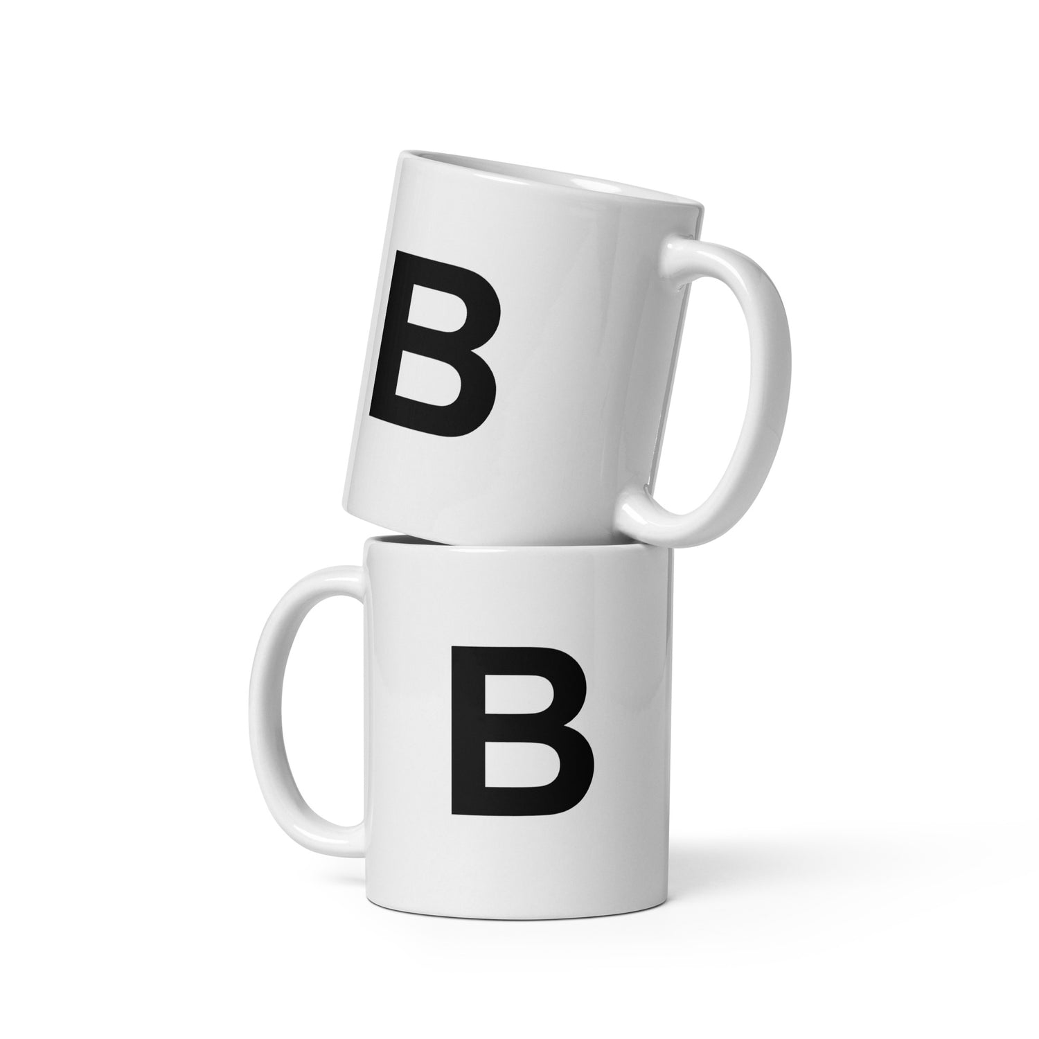 Initial Monogram White Ceramic Mug - B
