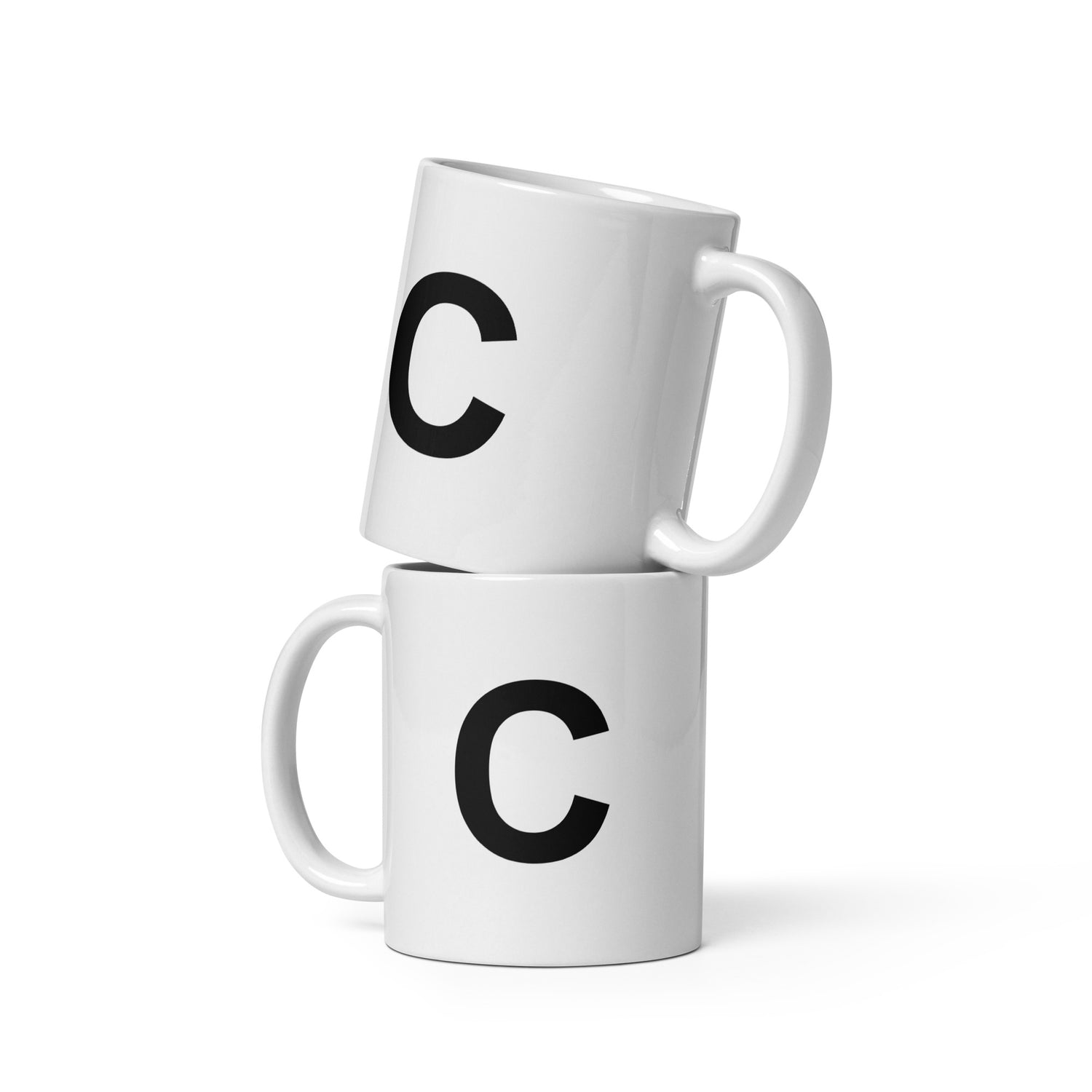 Initial Monogram White Ceramic Mug - C