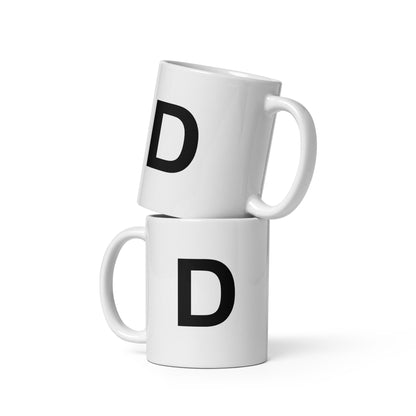Initial Monogram White Ceramic Mug - D