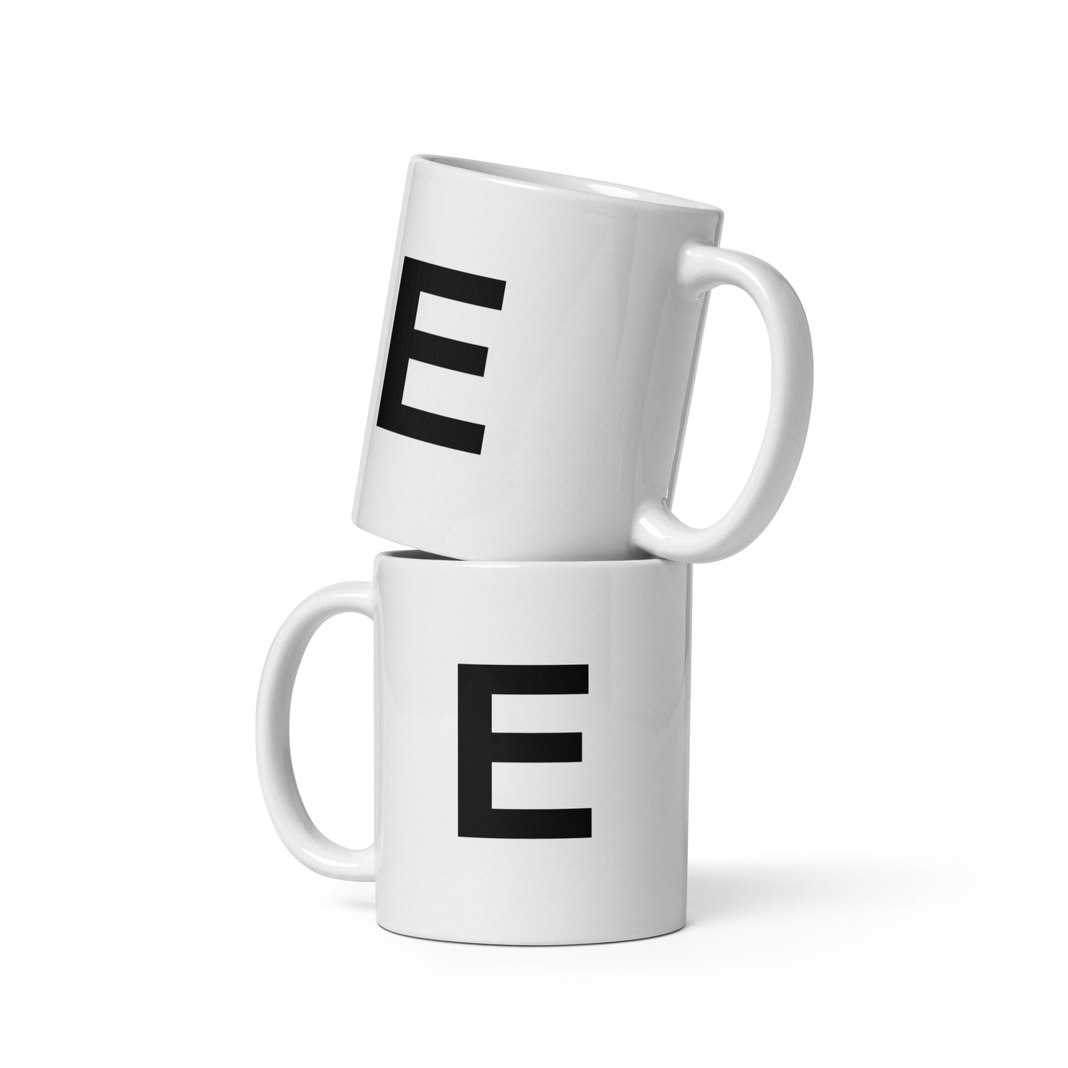 Initial Monogram White Ceramic Mug - E