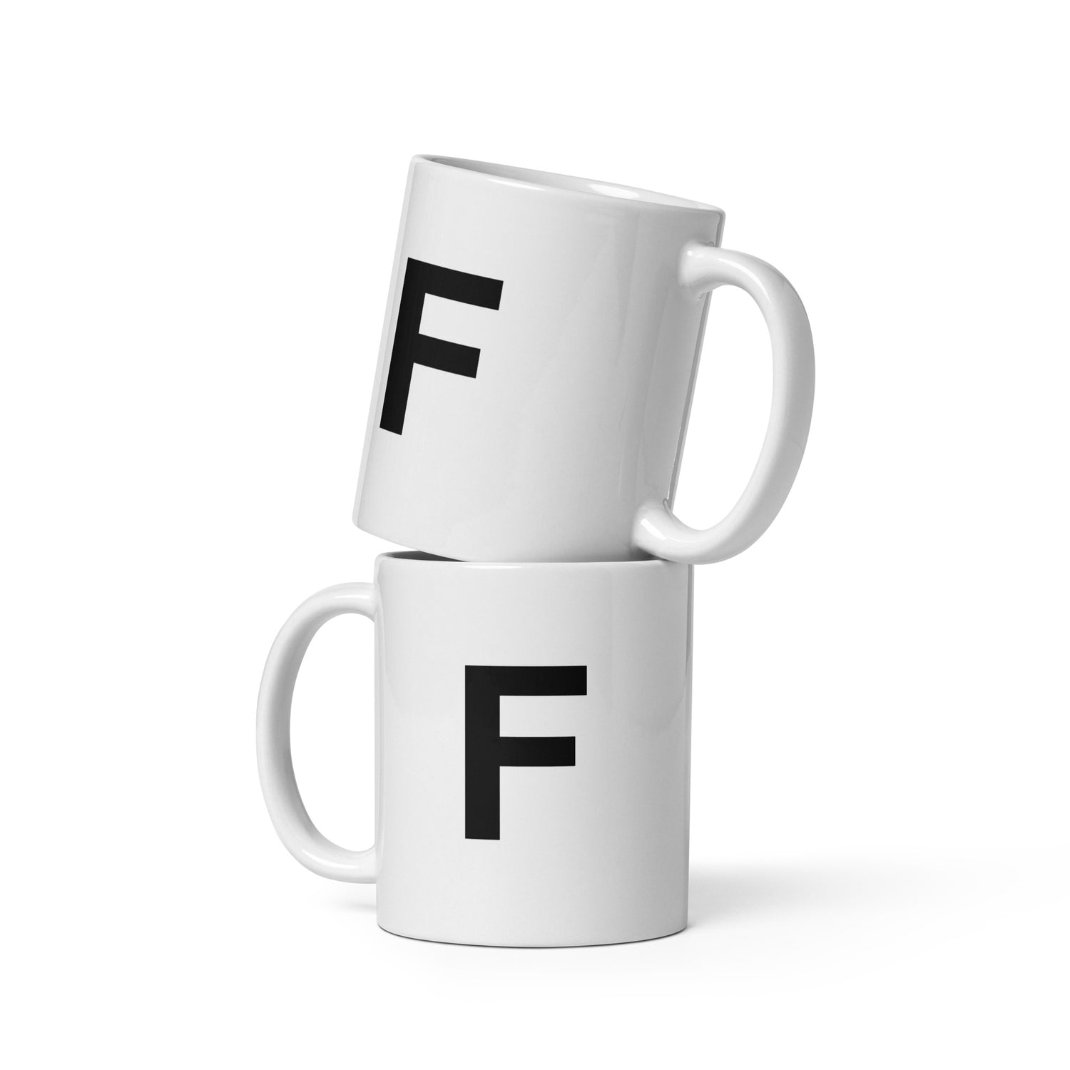 Initial Monogram White Ceramic Mug - F