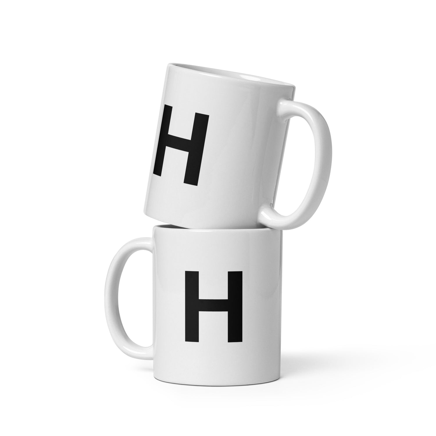 Initial Monogram White Ceramic Mug - H