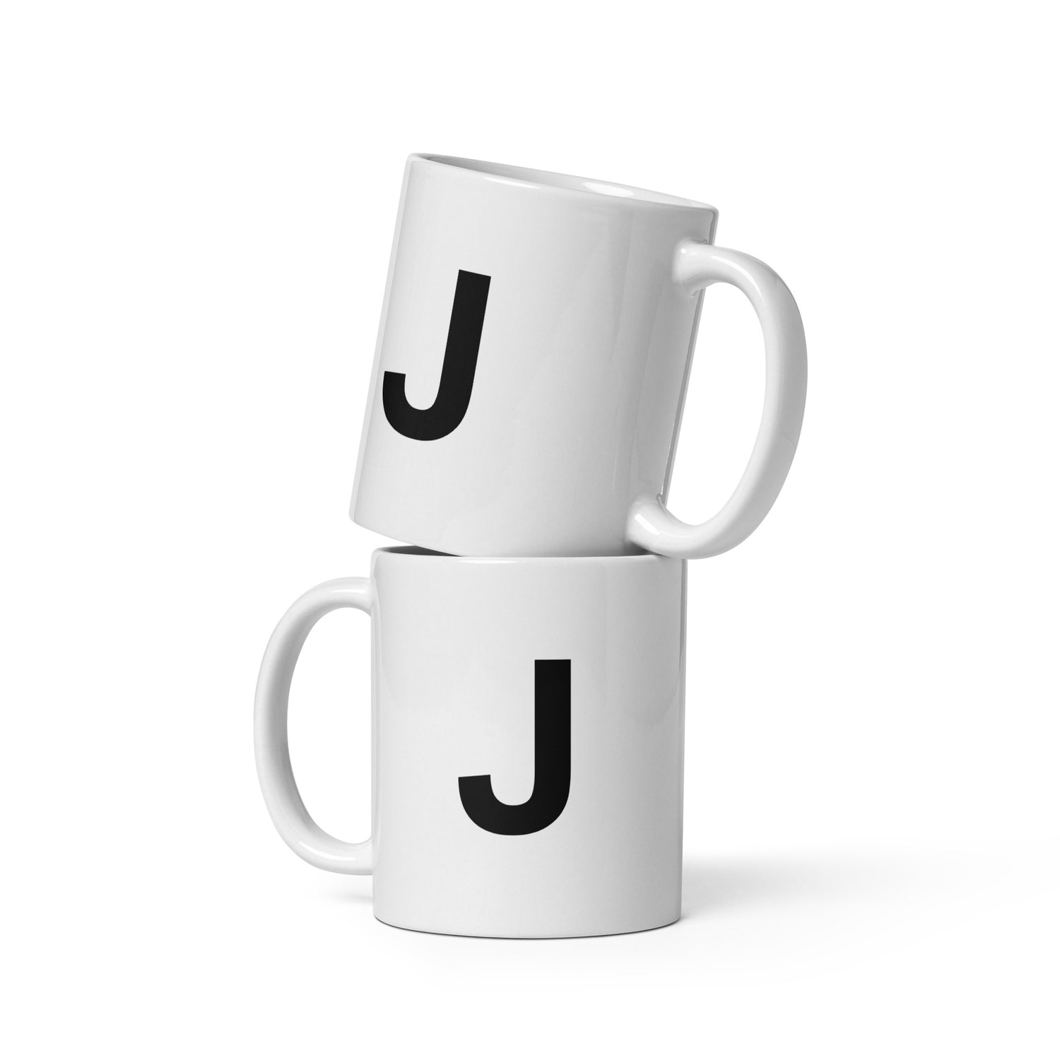 Initial Monogram White Ceramic Mug - J