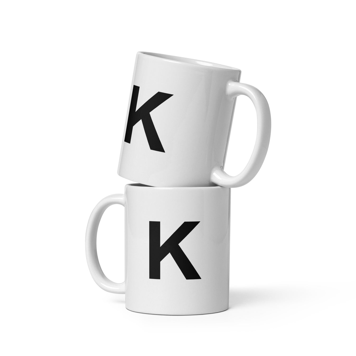Initial Monogram White Ceramic Mug - K