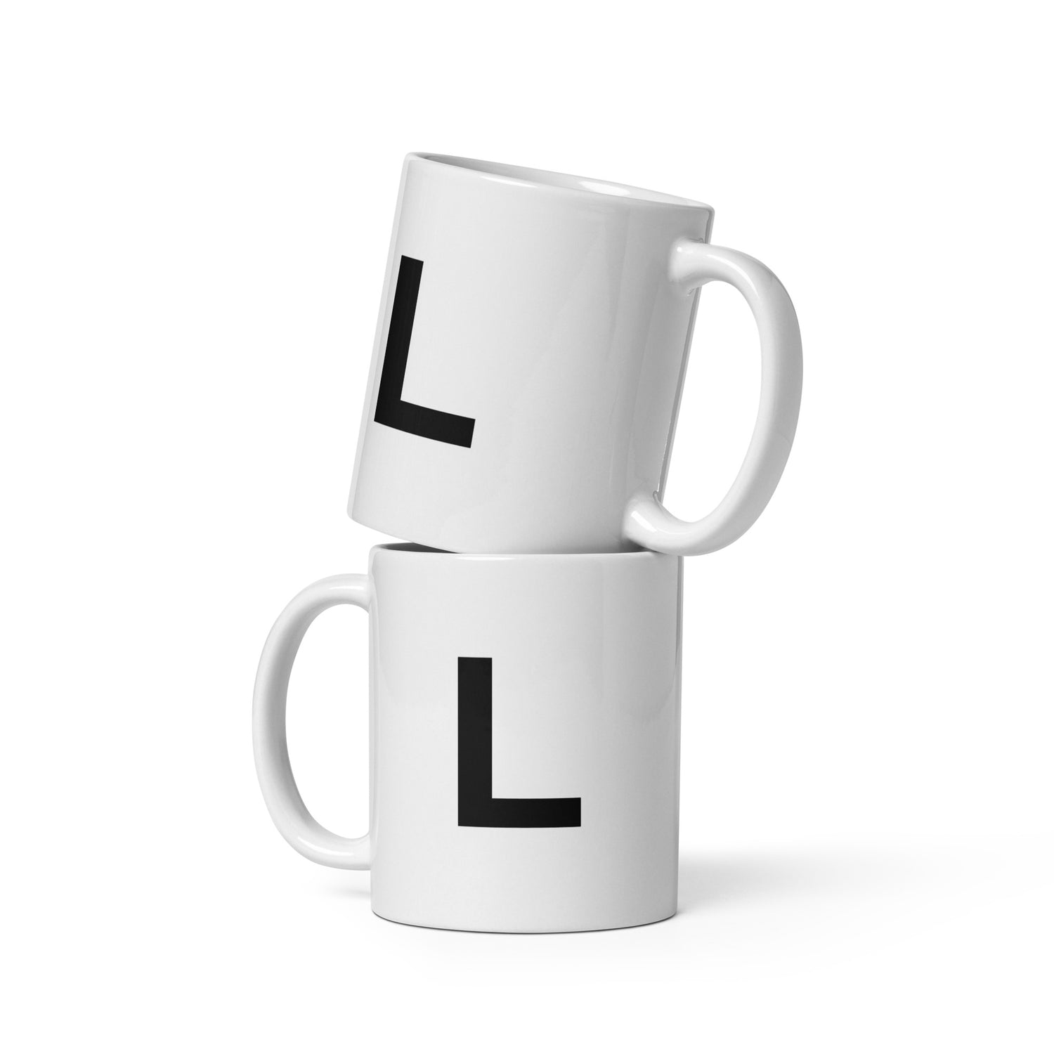 Initial Monogram White Ceramic Mug - L