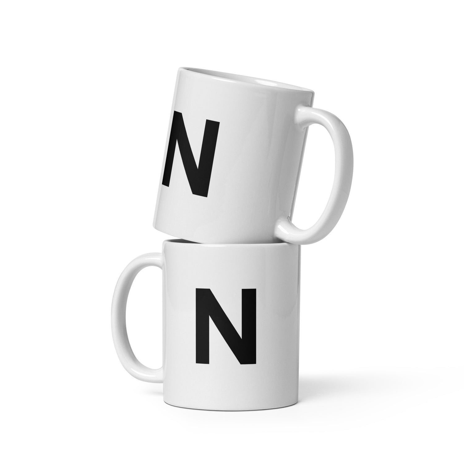 Initial Monogram White Ceramic Mug - N