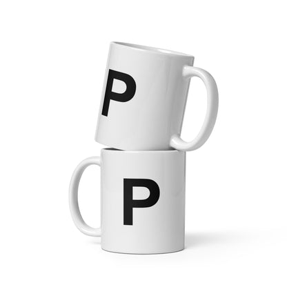Initial Monogram White Ceramic Mug - P