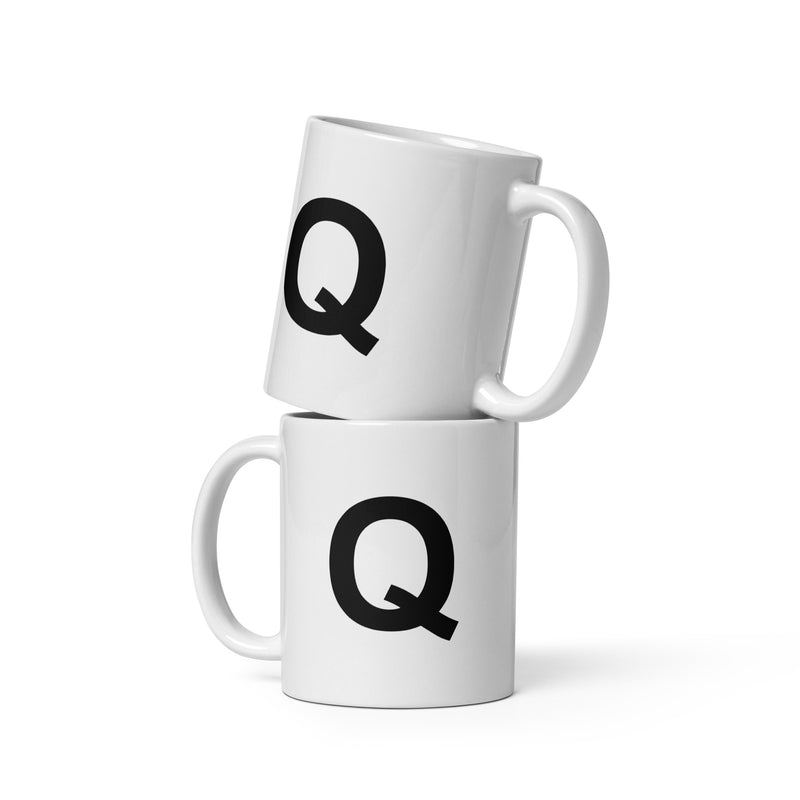 Initial Monogram White Ceramic Mug - Q