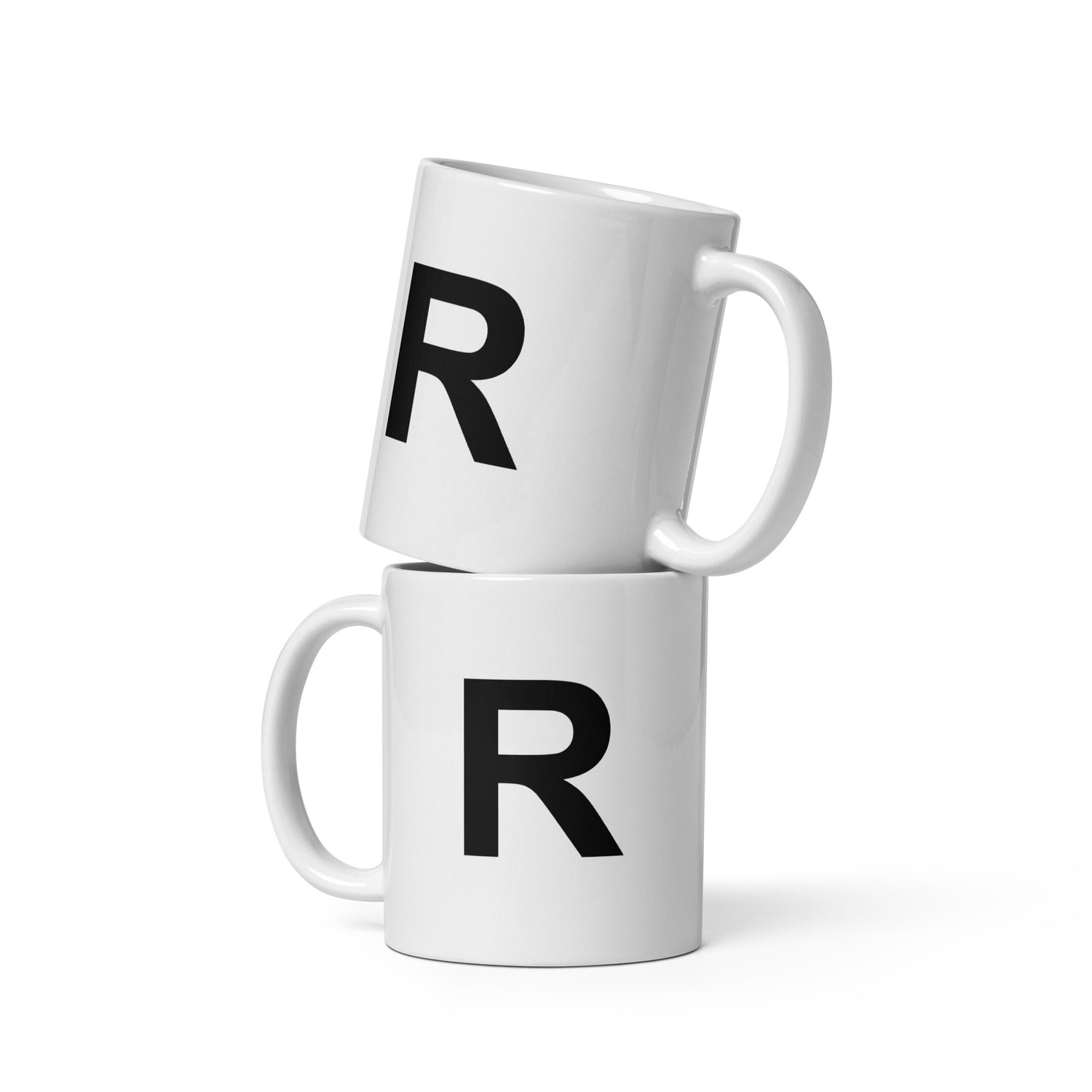 Initial Monogram White Ceramic Mug - R