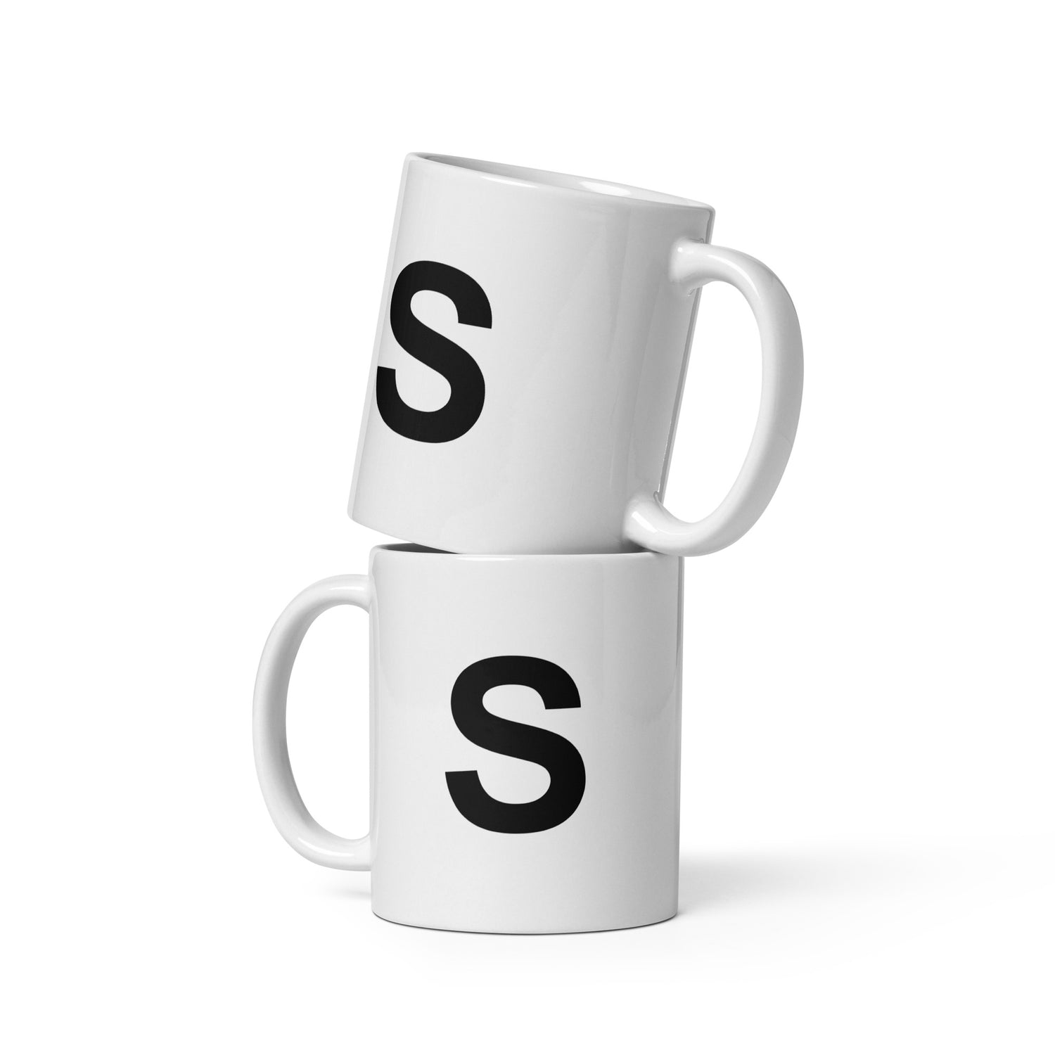 Initial Monogram White Ceramic Mug - S