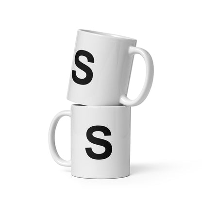 Initial Monogram White Ceramic Mug - S