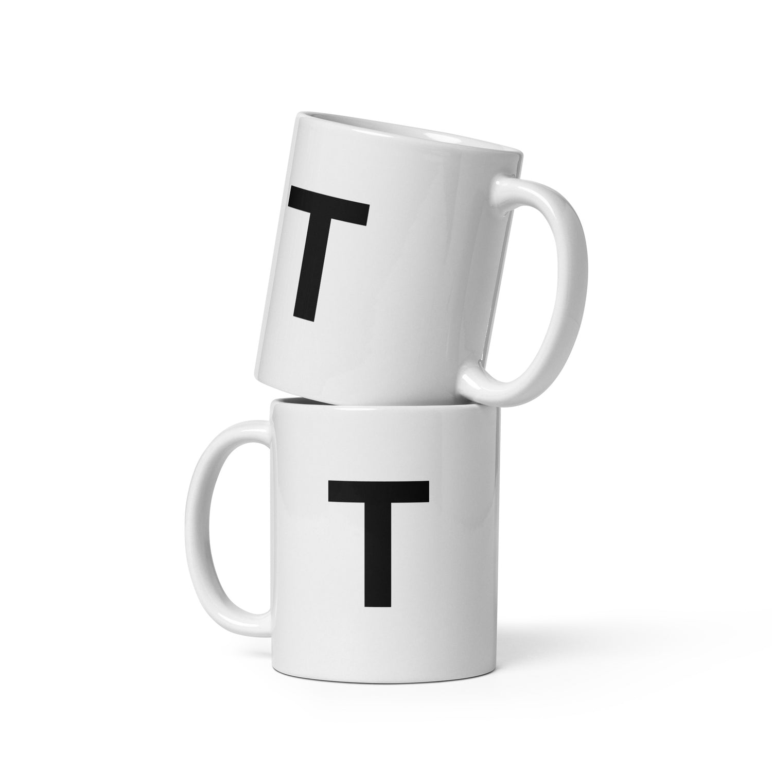 Initial Monogram White Ceramic Mug - T