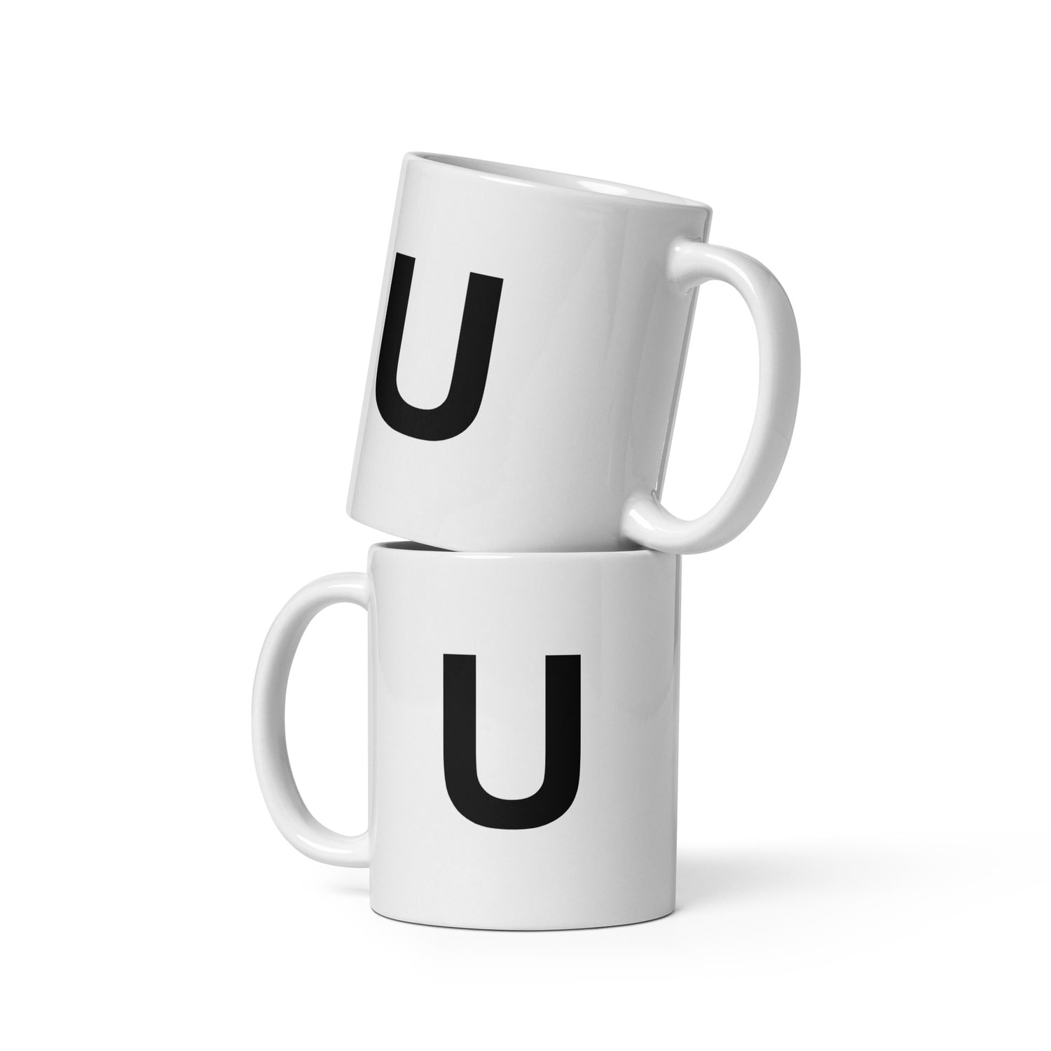 Initial Monogram White Ceramic Mug - U