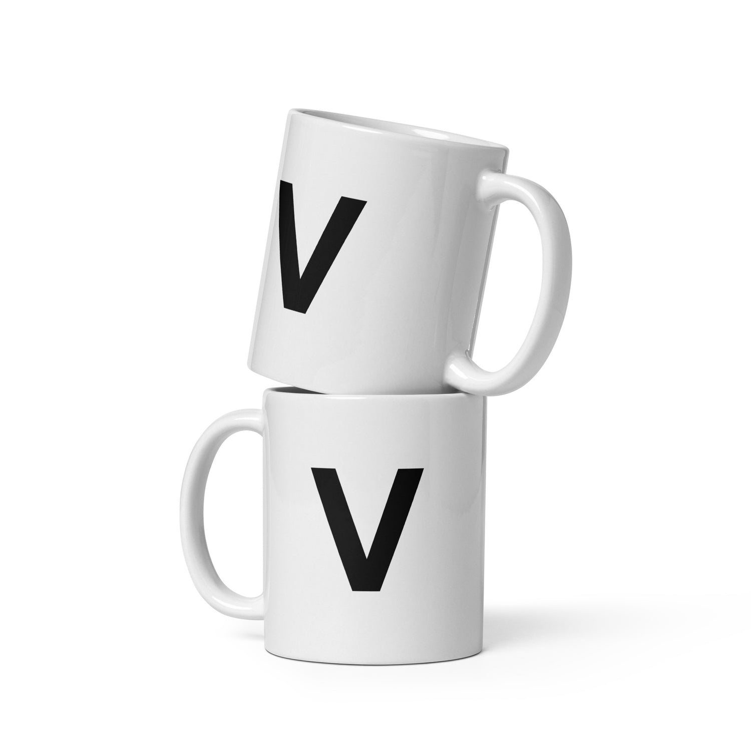 Initial Monogram White Ceramic Mug - V