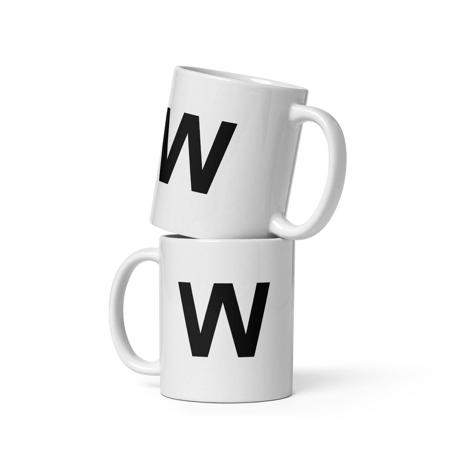 Initial Monogram White Ceramic Mug - W