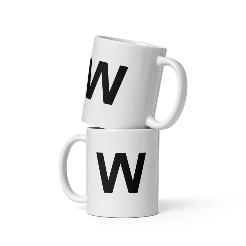 Initial Monogram White Ceramic Mug - W