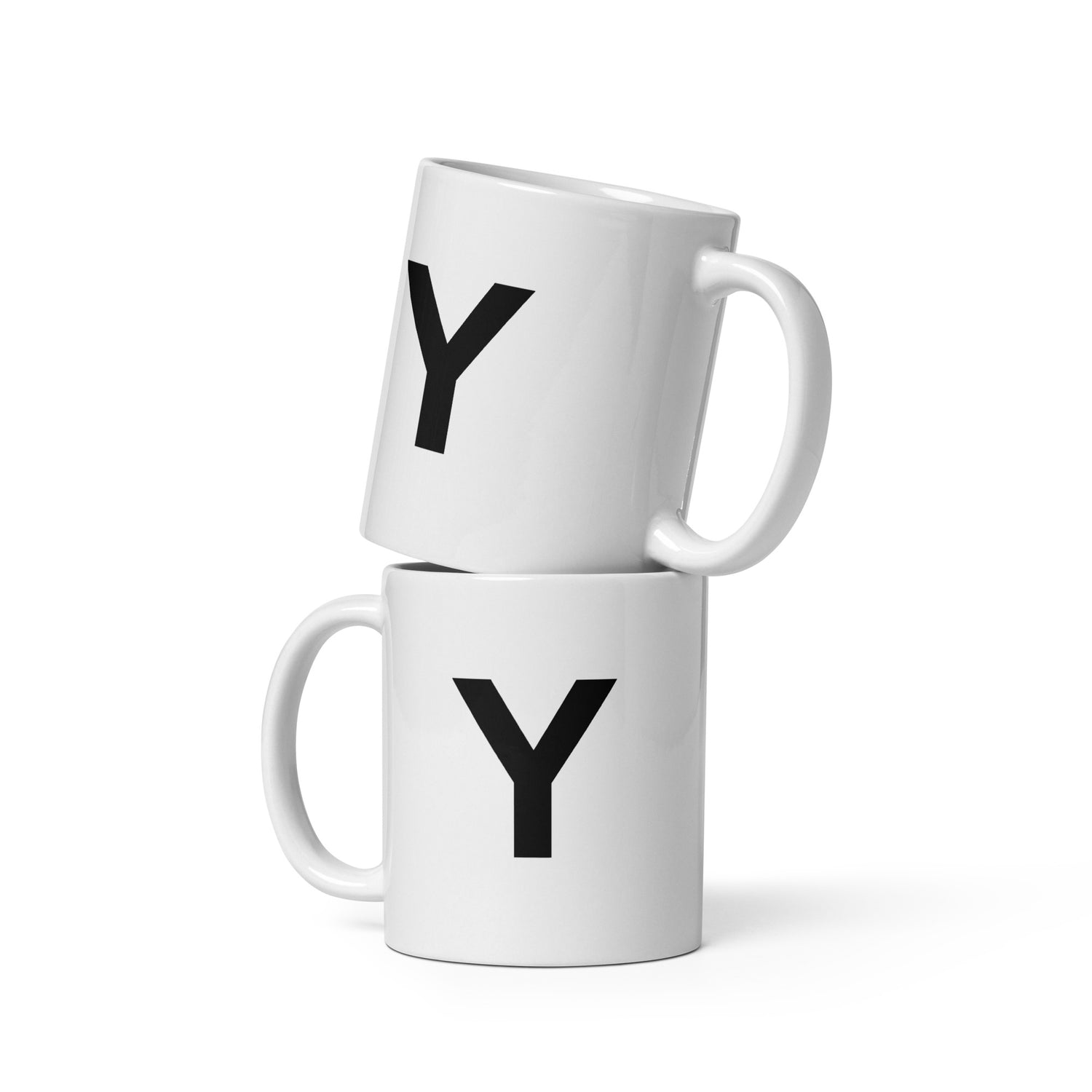 Initial Monogram White Ceramic Mug - Y