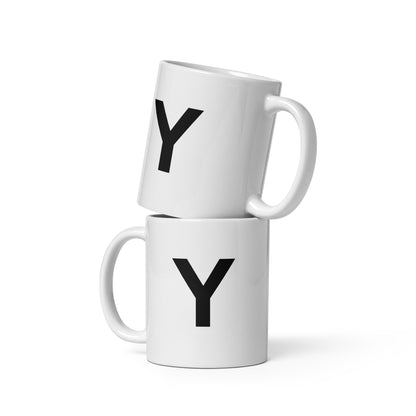 Initial Monogram White Ceramic Mug - Y