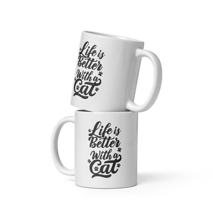 Life is Better with a Cat White Ceramic Mug